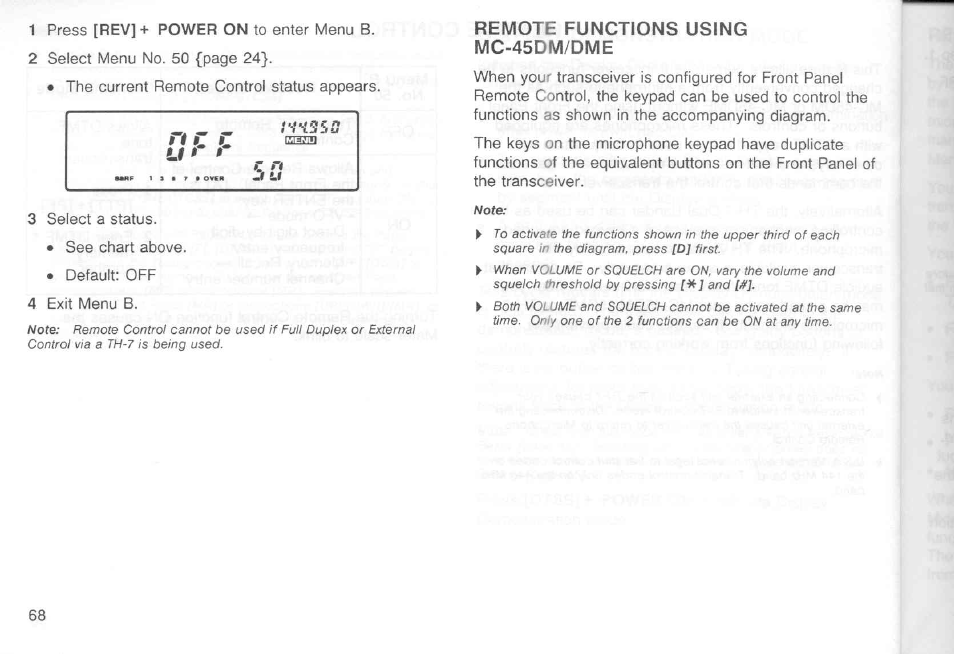 Remote functions using mc-45dm/dme | Kenwood TM-451A User Manual | Page 75 / 130