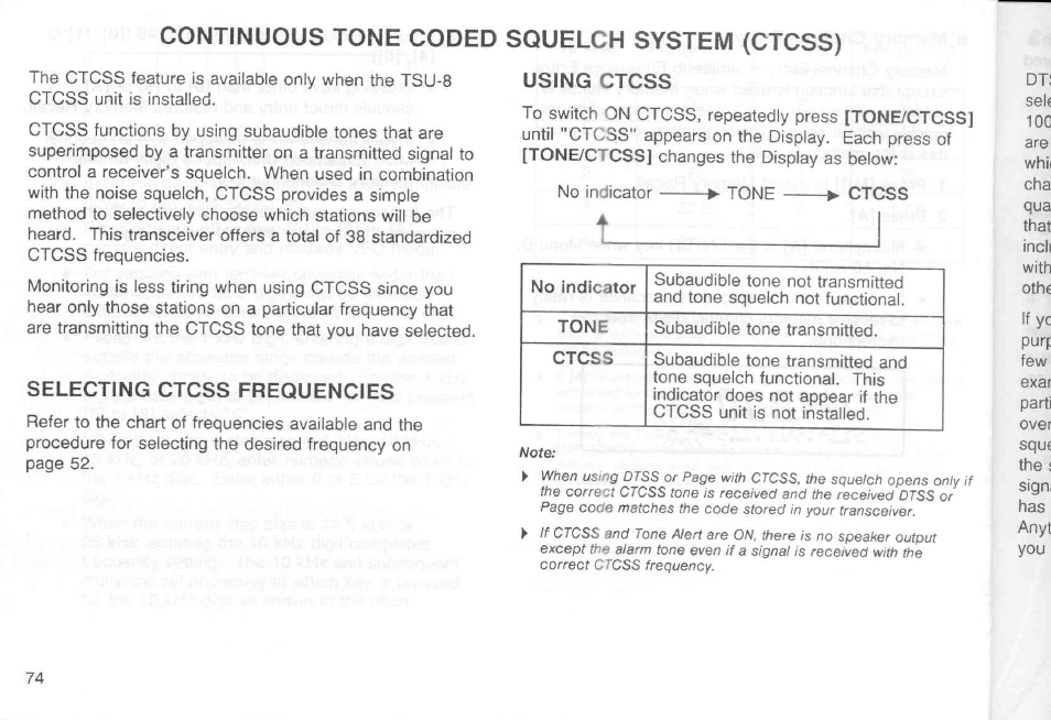 Using ctcss, Selecting ctcss frequencies, Continuous tone coded squelch system (ctcss) | Kenwood TM-451A User Manual | Page 81 / 130