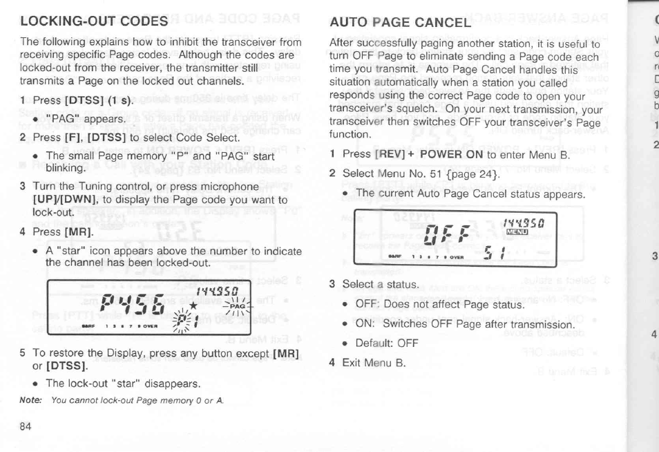 Locking-out codes auto page cancel | Kenwood TM-451A User Manual | Page 91 / 130