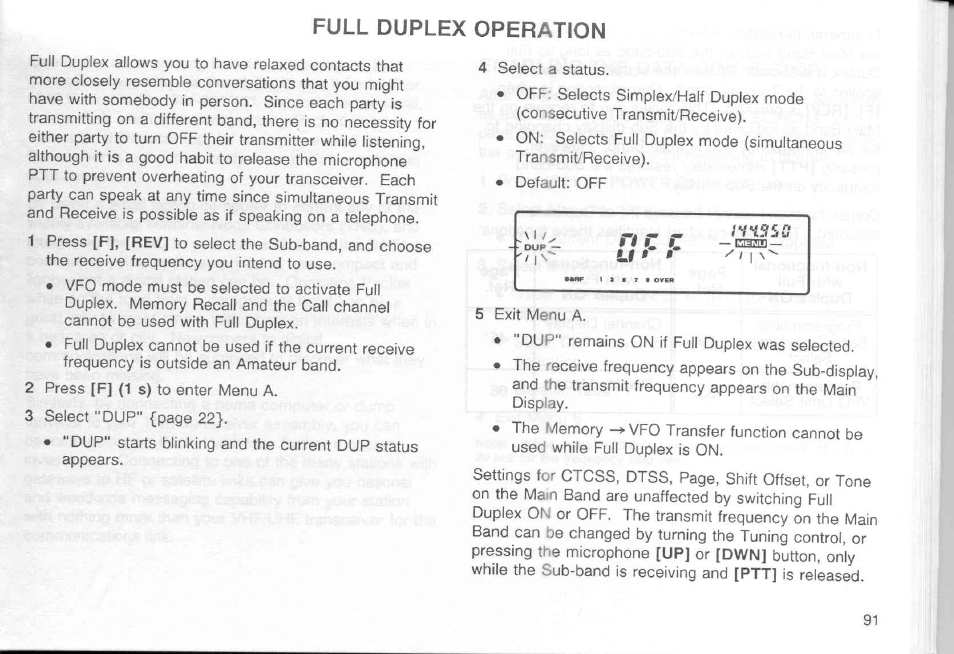 Rt r r, Full duplex operation | Kenwood TM-451A User Manual | Page 98 / 130