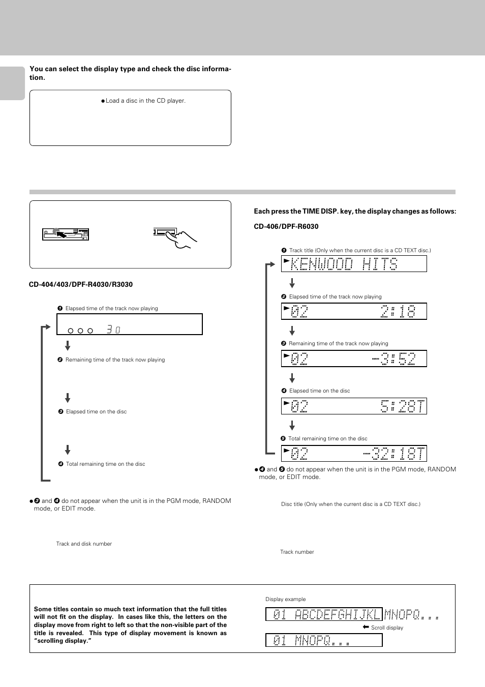 Displays, Preparation, During stop mode | During playback: during stop mode | Kenwood DPF-R 3030 User Manual | Page 12 / 24