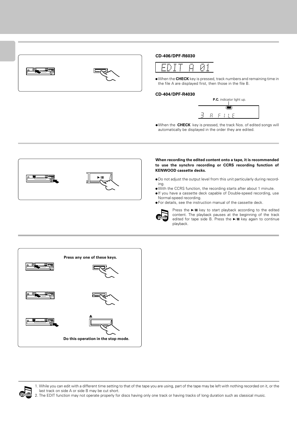 Playing or recording the edited contents, Editing | Kenwood DPF-R 3030 User Manual | Page 20 / 24