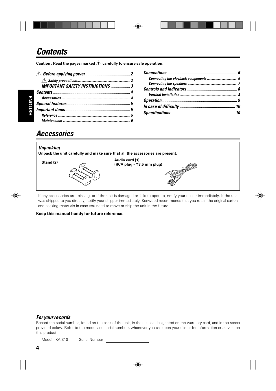 Kenwood KA-S10 User Manual | Page 9 / 11