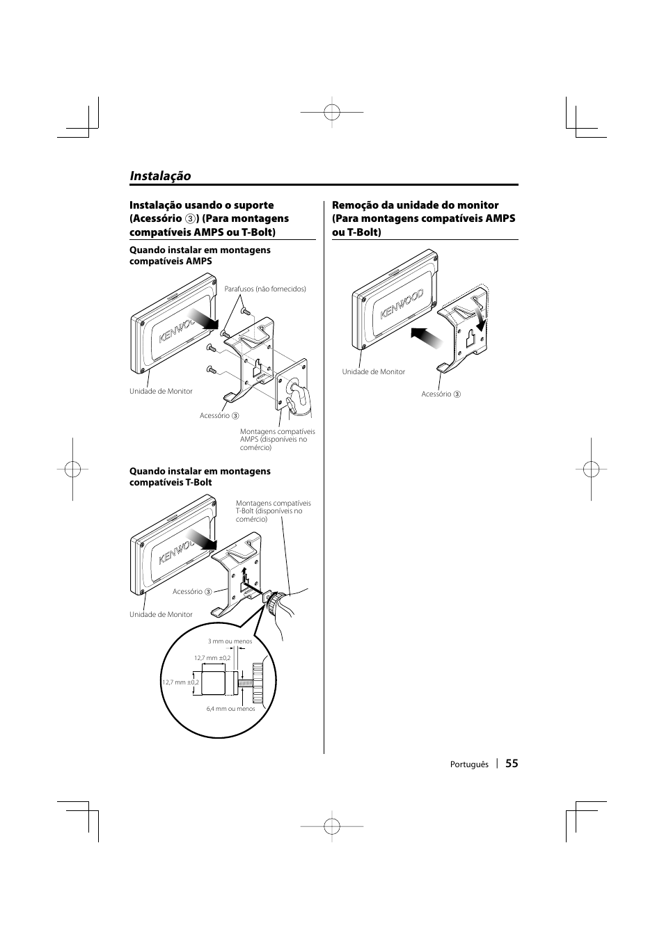 Instalação | Kenwood CarPortal KOS-L432 User Manual | Page 55 / 68