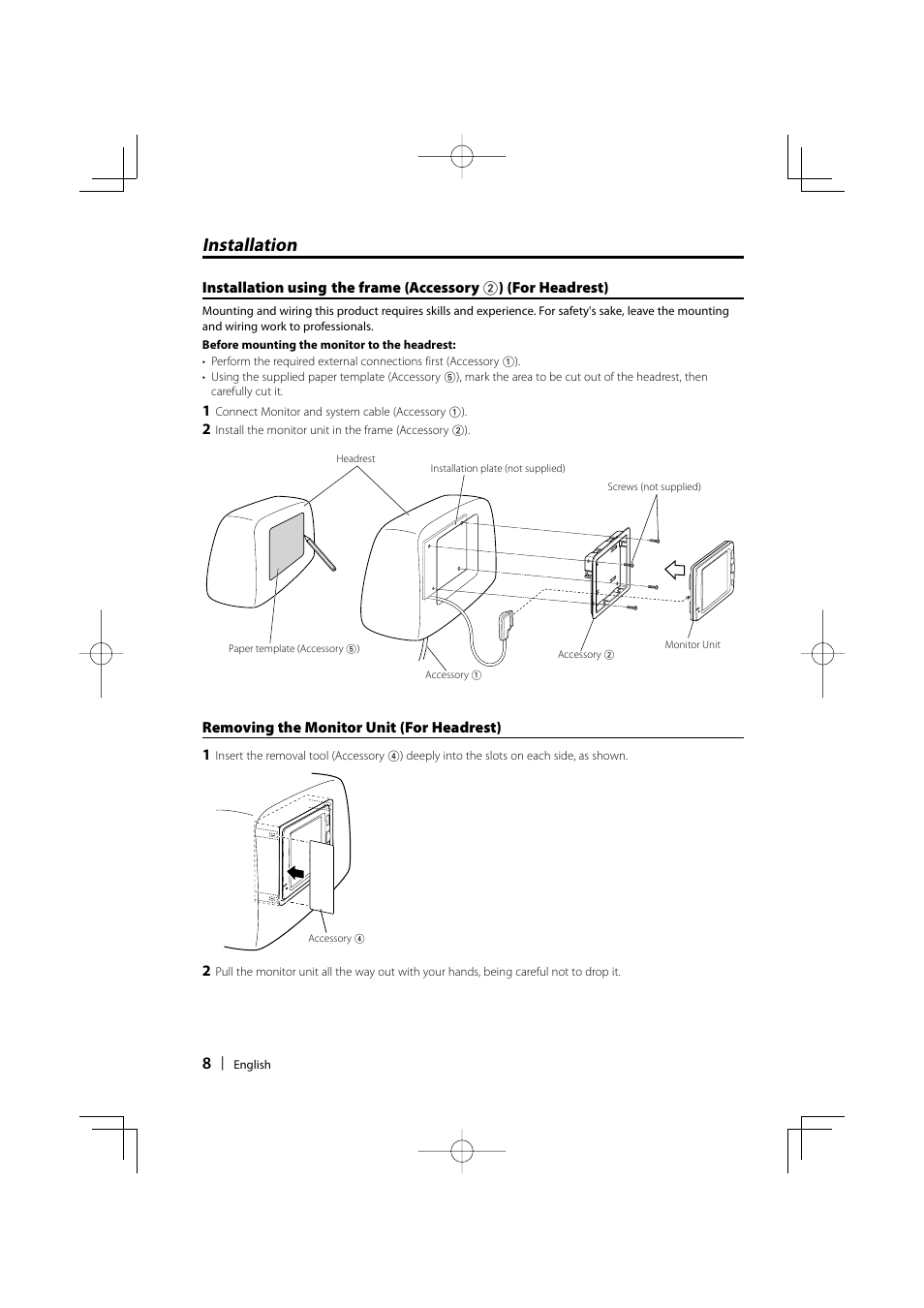 Installation | Kenwood CarPortal KOS-L432 User Manual | Page 8 / 68