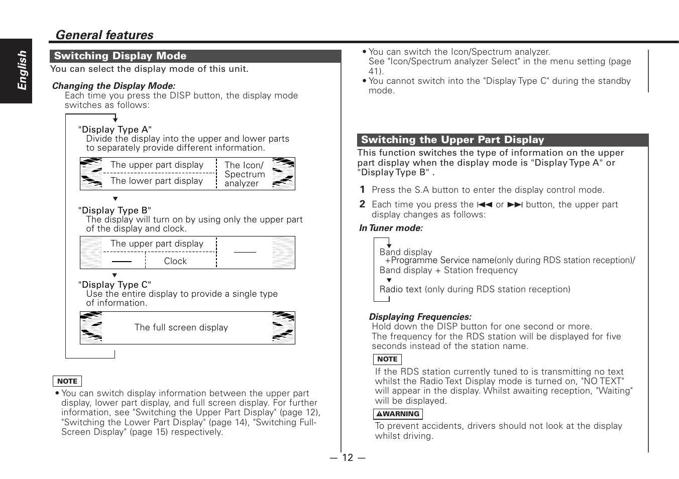 General features, English | Kenwood Z828MP User Manual | Page 12 / 60