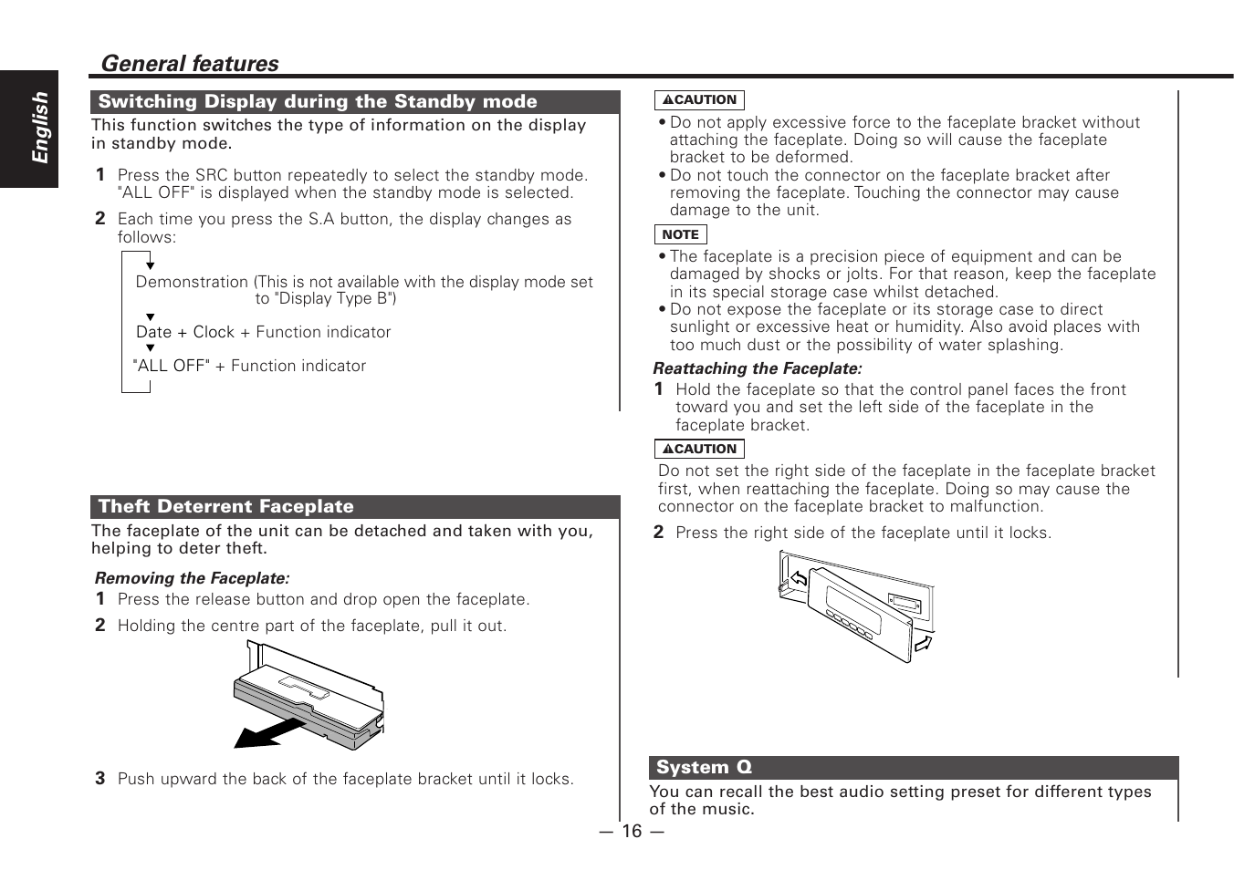 General features | Kenwood Z828MP User Manual | Page 16 / 60