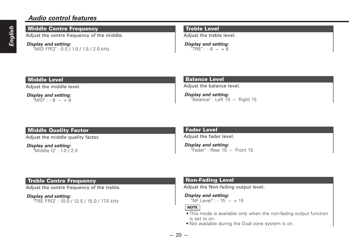 Audio control features | Kenwood Z828MP User Manual | Page 20 / 60