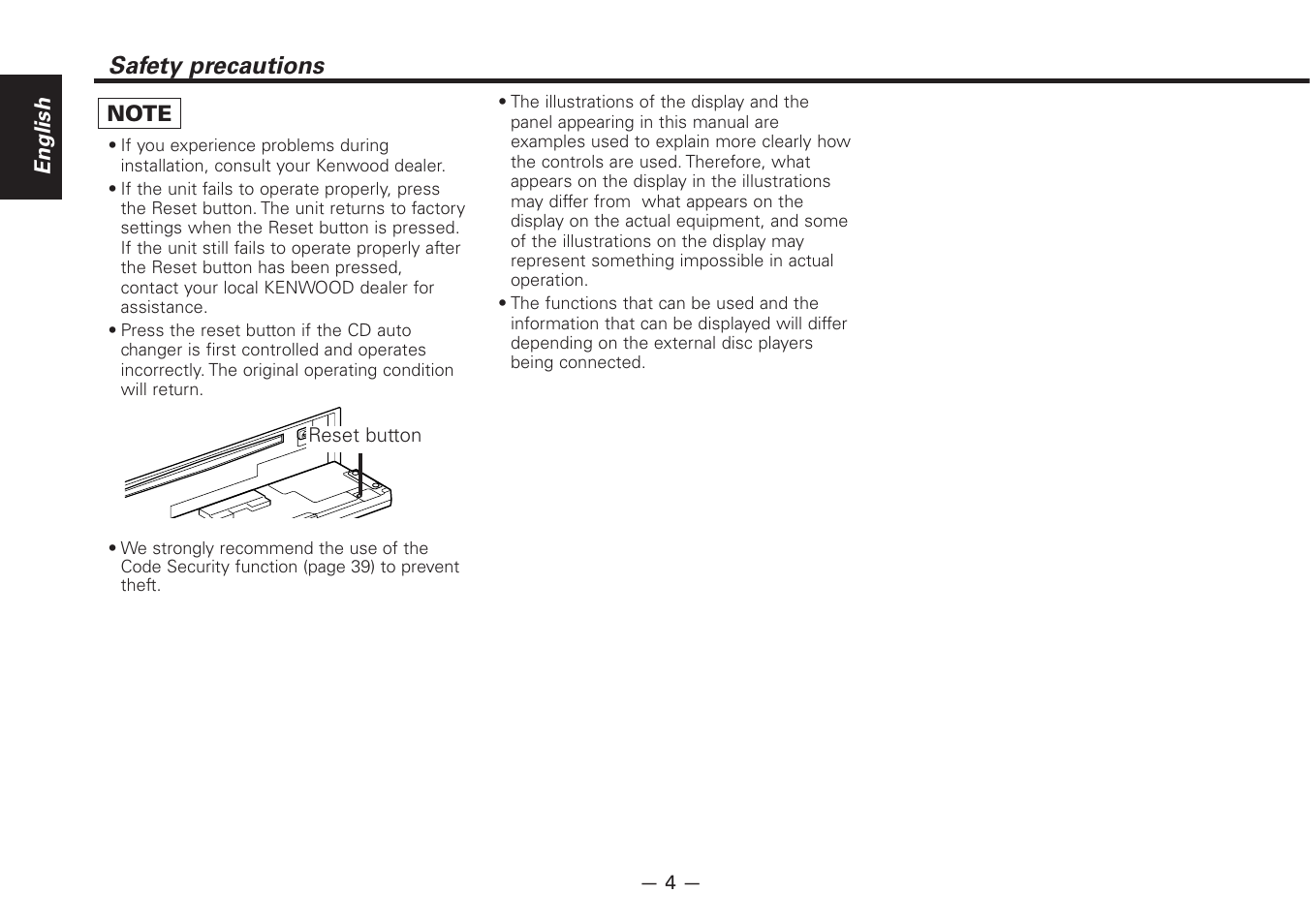 Safety precautions | Kenwood Z828MP User Manual | Page 4 / 60