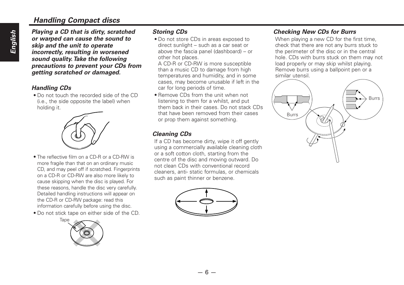 Handling compact discs | Kenwood Z828MP User Manual | Page 6 / 60