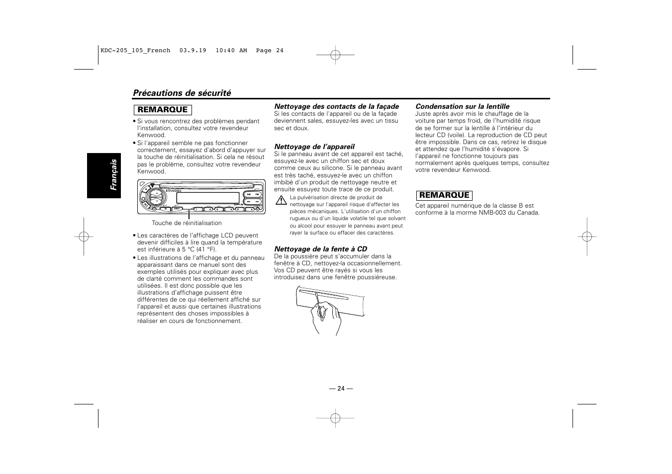 Kenwood KDC-205 User Manual | Page 24 / 76