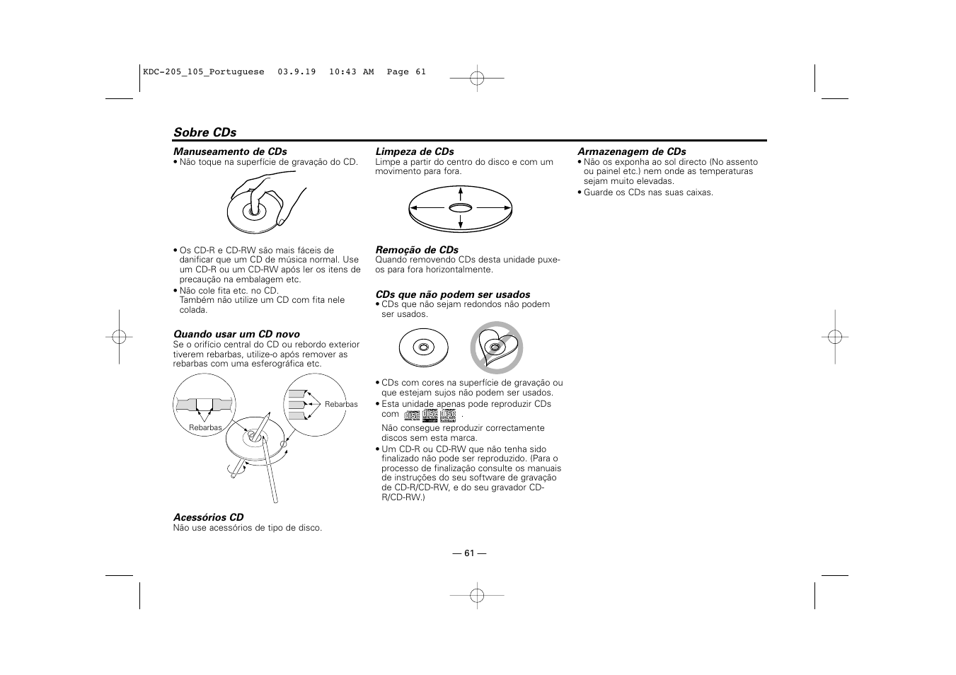 Sobre cds | Kenwood KDC-205 User Manual | Page 61 / 76