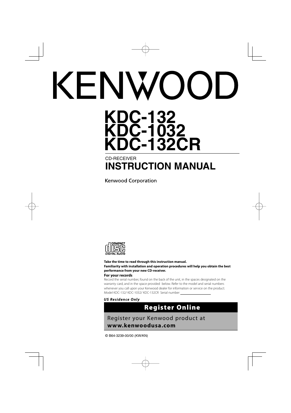 Kenwood KDC-1032 User Manual | 22 pages