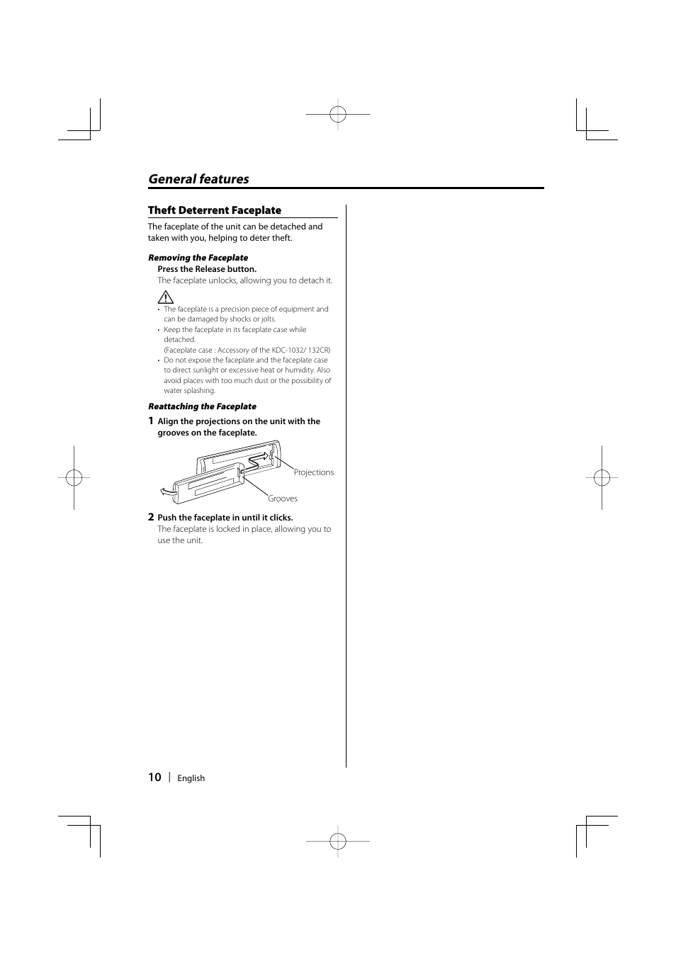 General features | Kenwood KDC-1032 User Manual | Page 10 / 22