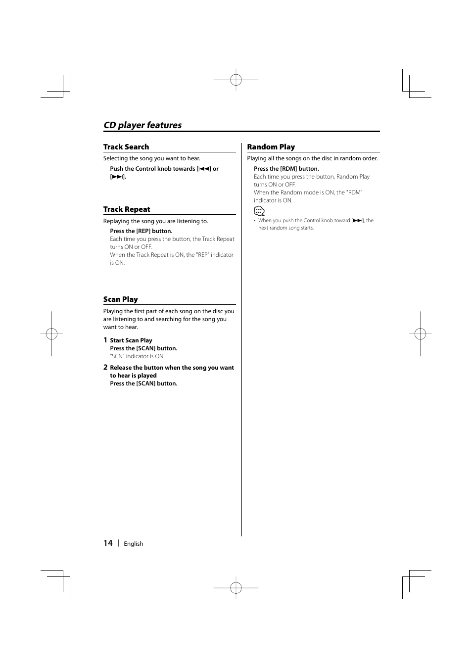 Cd player features | Kenwood KDC-1032 User Manual | Page 14 / 22