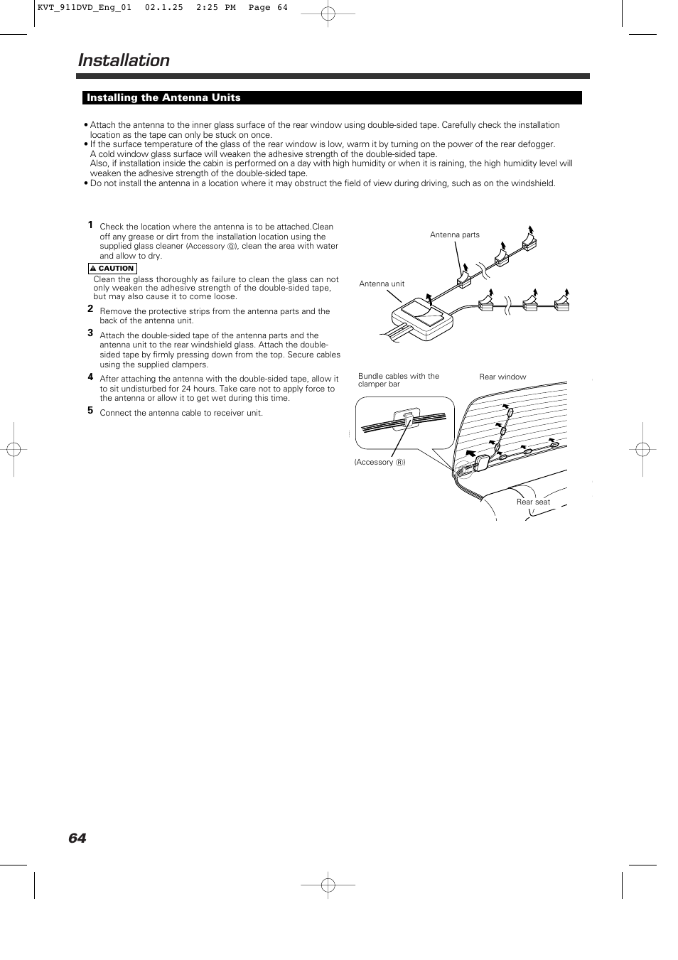 Installation | Kenwood KVT-911DVD User Manual | Page 64 / 68