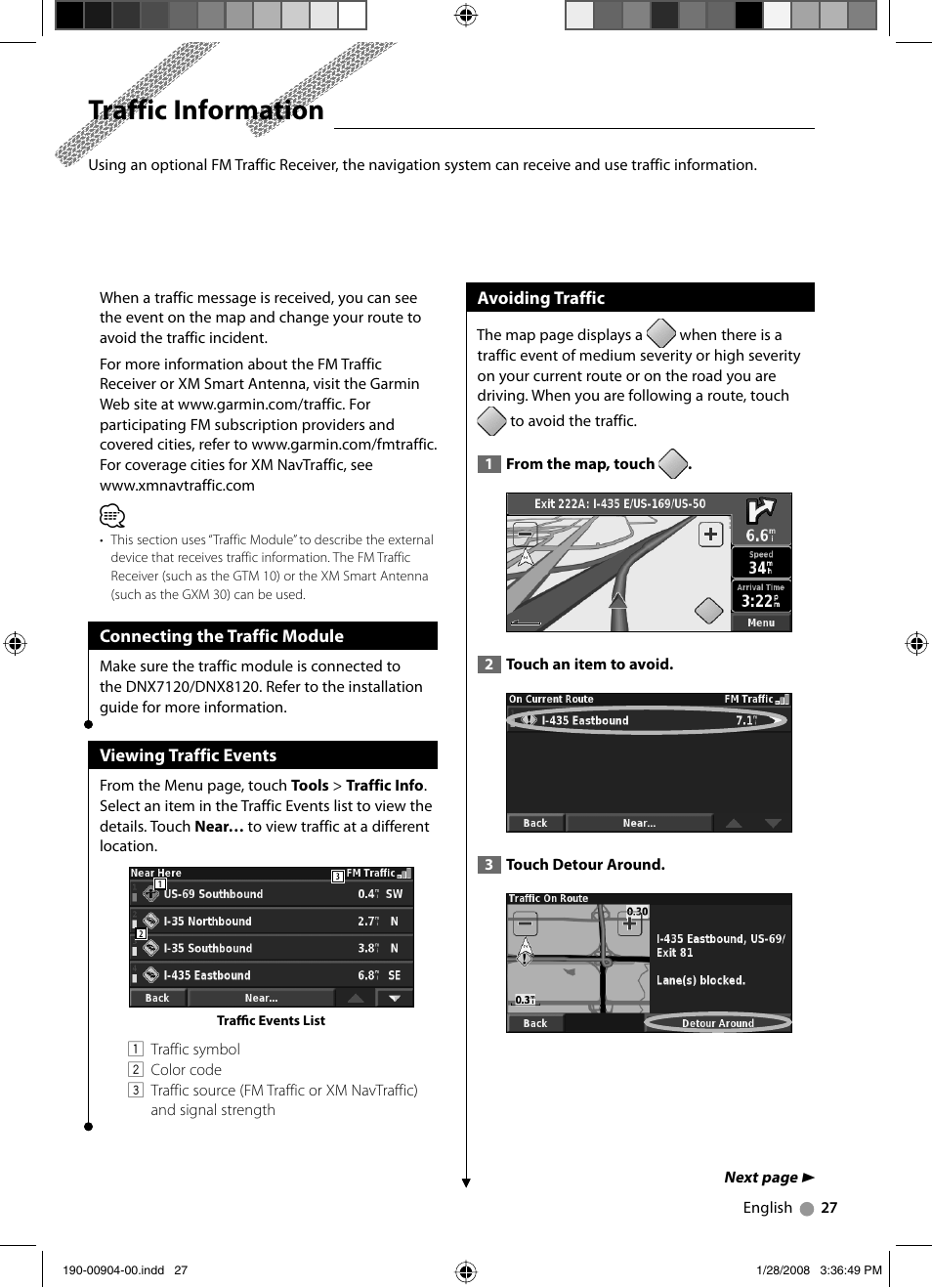 Traffic information | Kenwood Excelon DNX8120 User Manual | Page 27 / 36