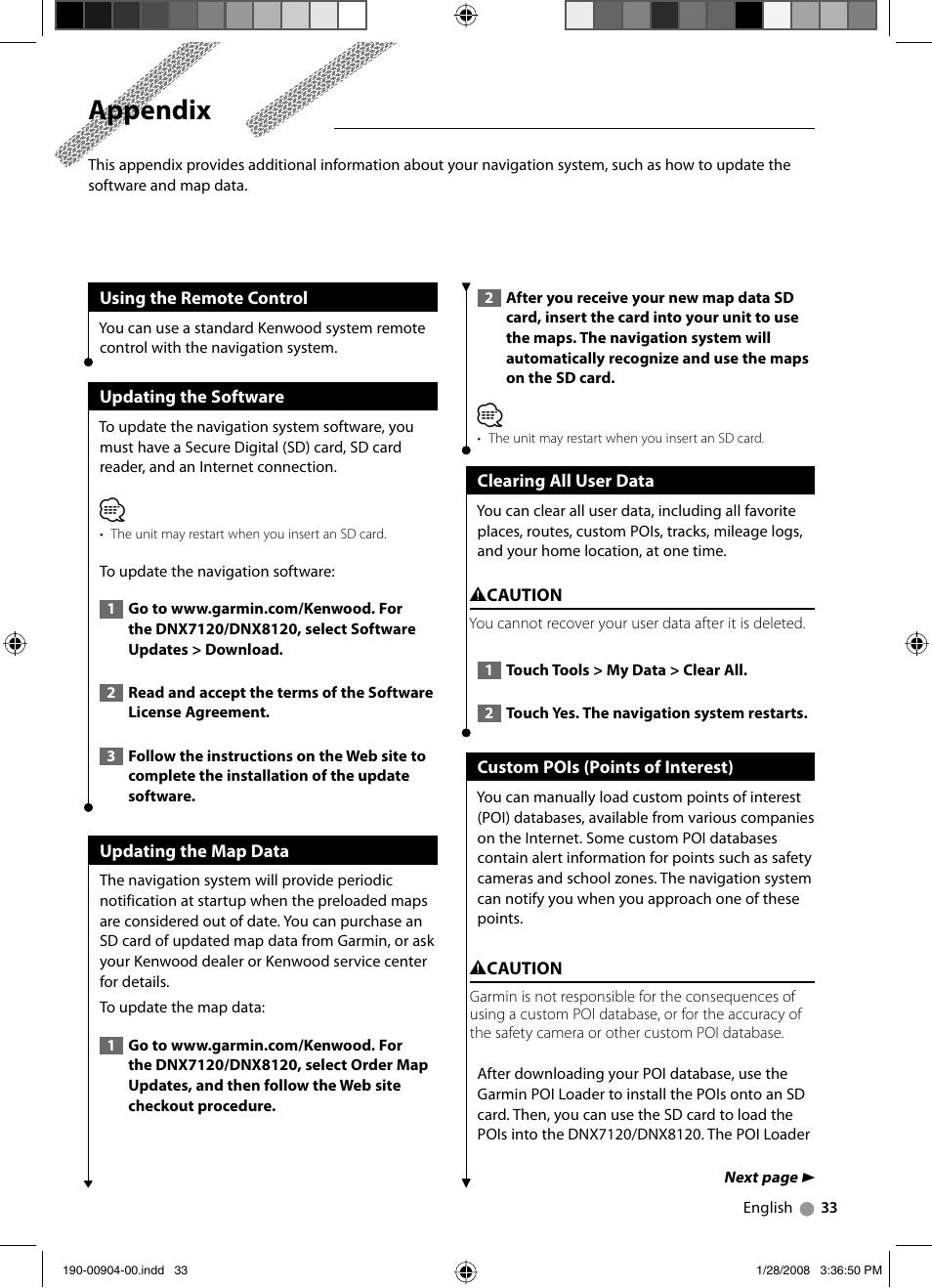 Appendix | Kenwood Excelon DNX8120 User Manual | Page 33 / 36