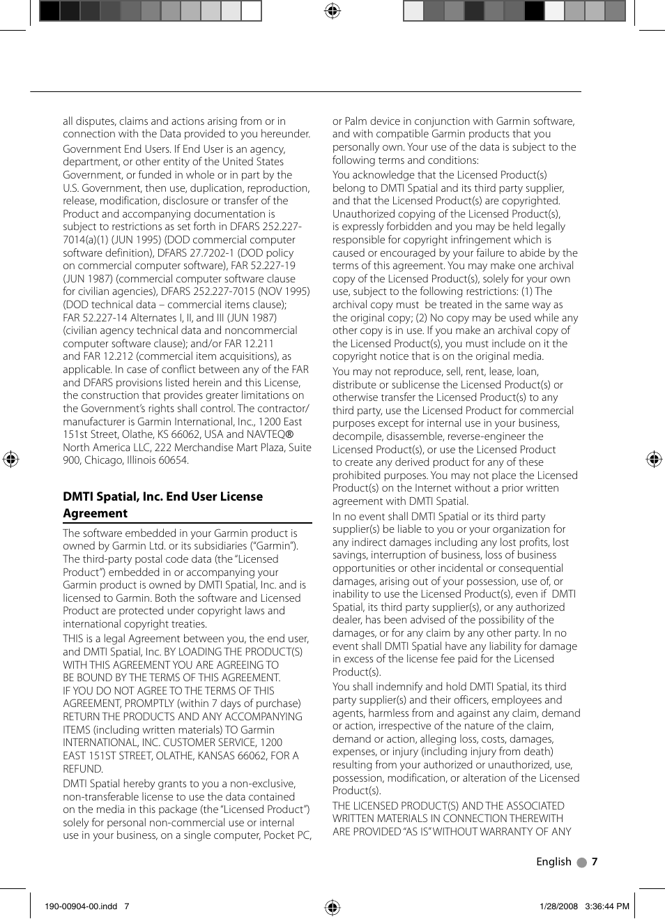Dmti spatial, inc. end user license agreement | Kenwood Excelon DNX8120 User Manual | Page 7 / 36