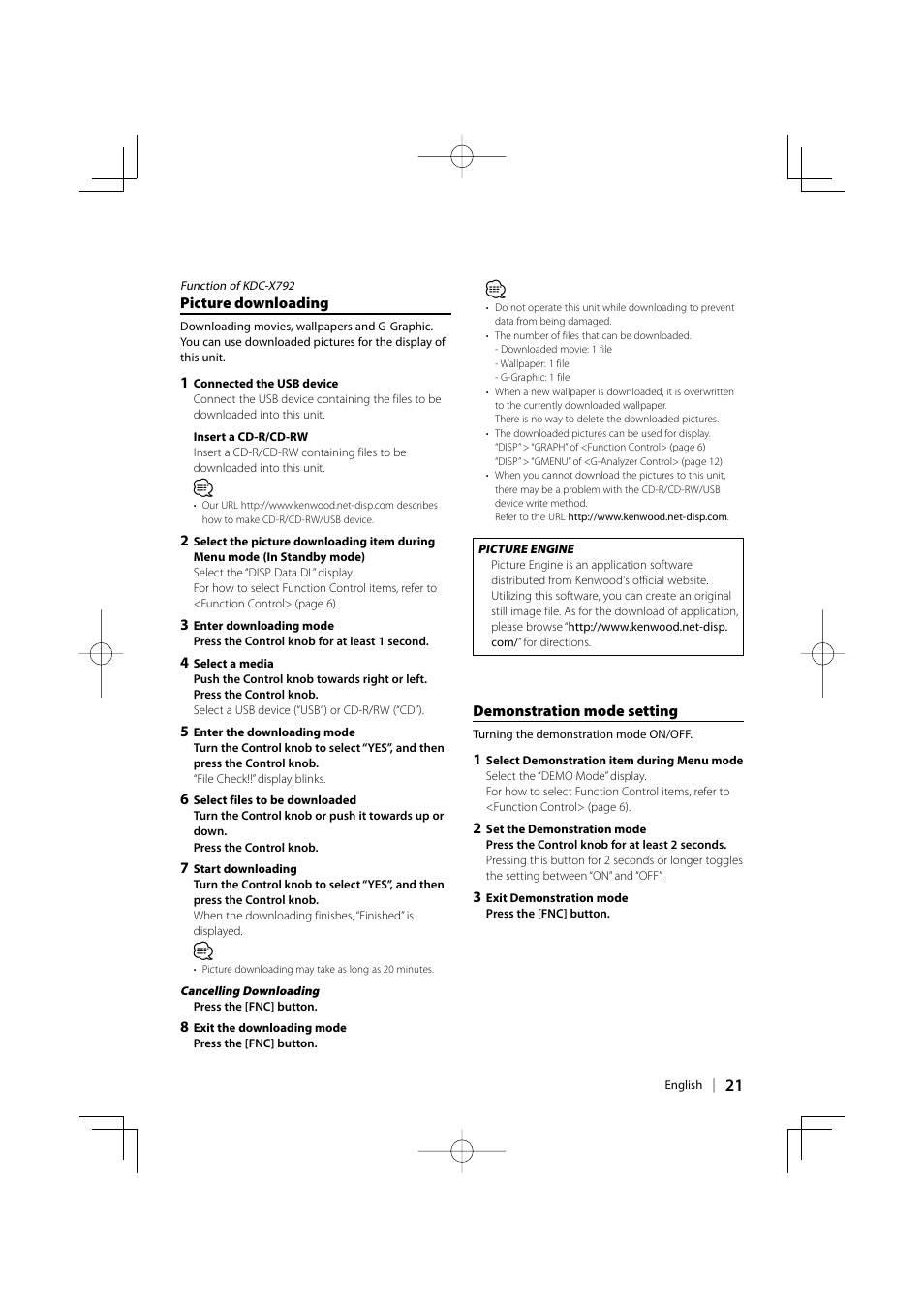 Kenwood eXcelon KDC-X792 User Manual | Page 21 / 116