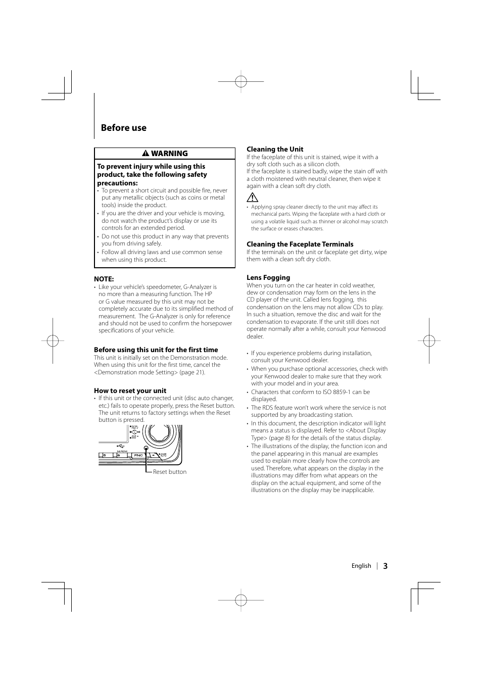 Before use | Kenwood eXcelon KDC-X792 User Manual | Page 3 / 116