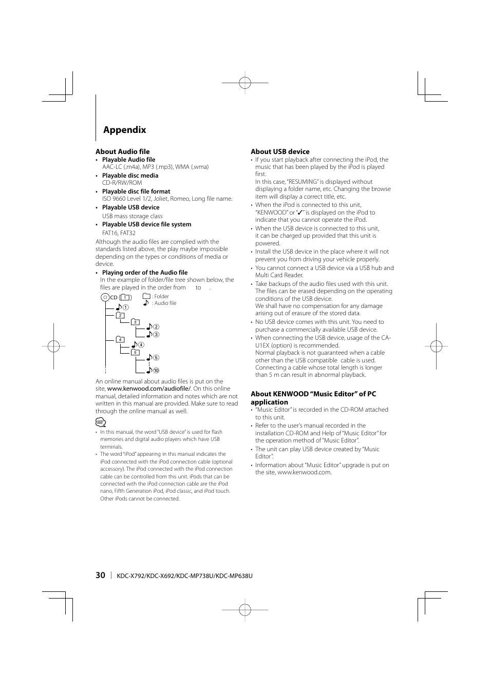 Appendix | Kenwood eXcelon KDC-X792 User Manual | Page 30 / 116