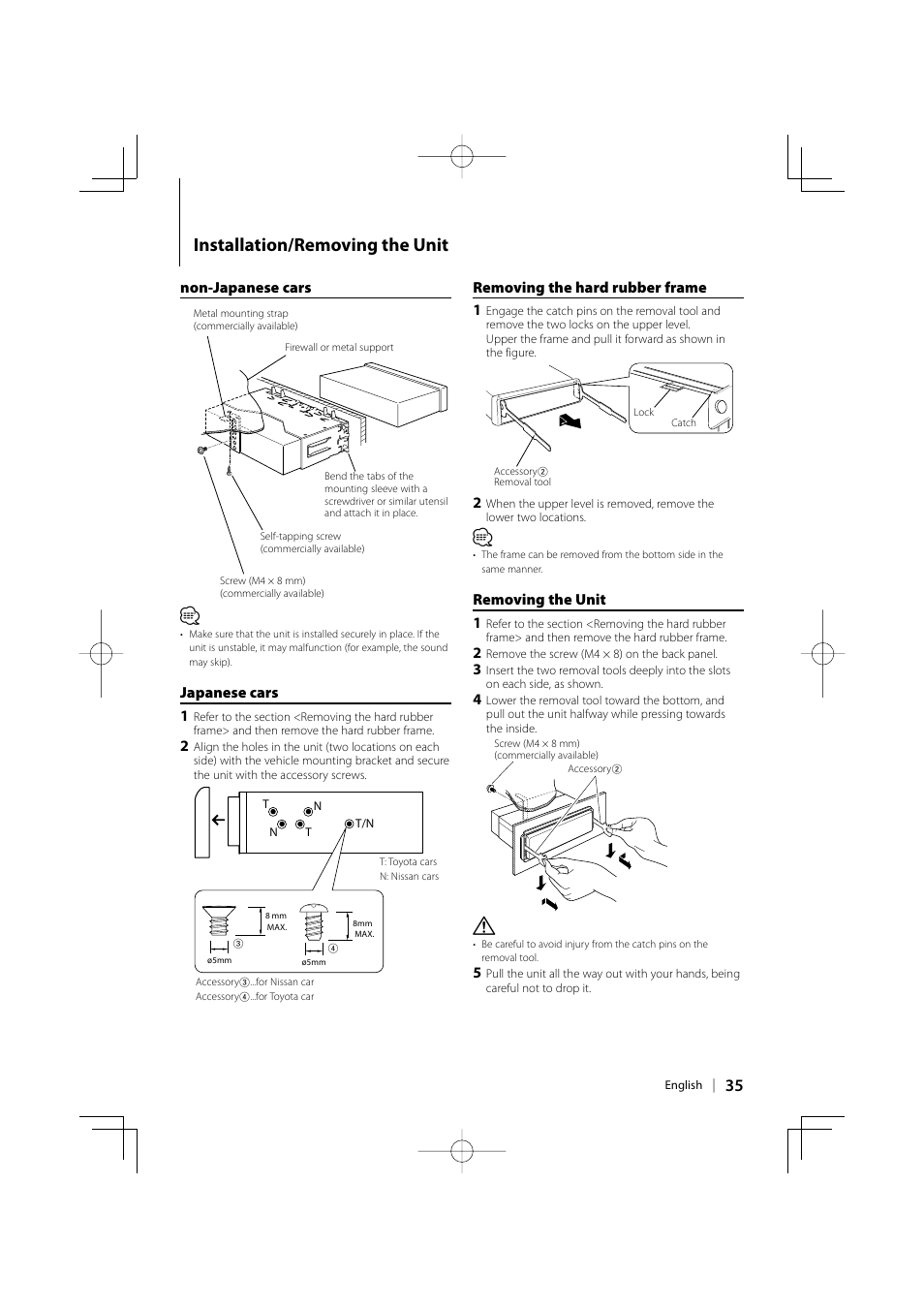 Installation/removing the unit | Kenwood eXcelon KDC-X792 User Manual | Page 35 / 116