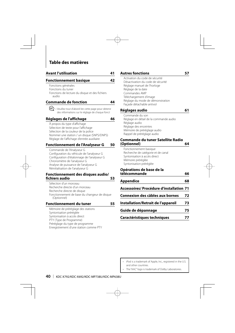 Kenwood eXcelon KDC-X792 User Manual | Page 40 / 116