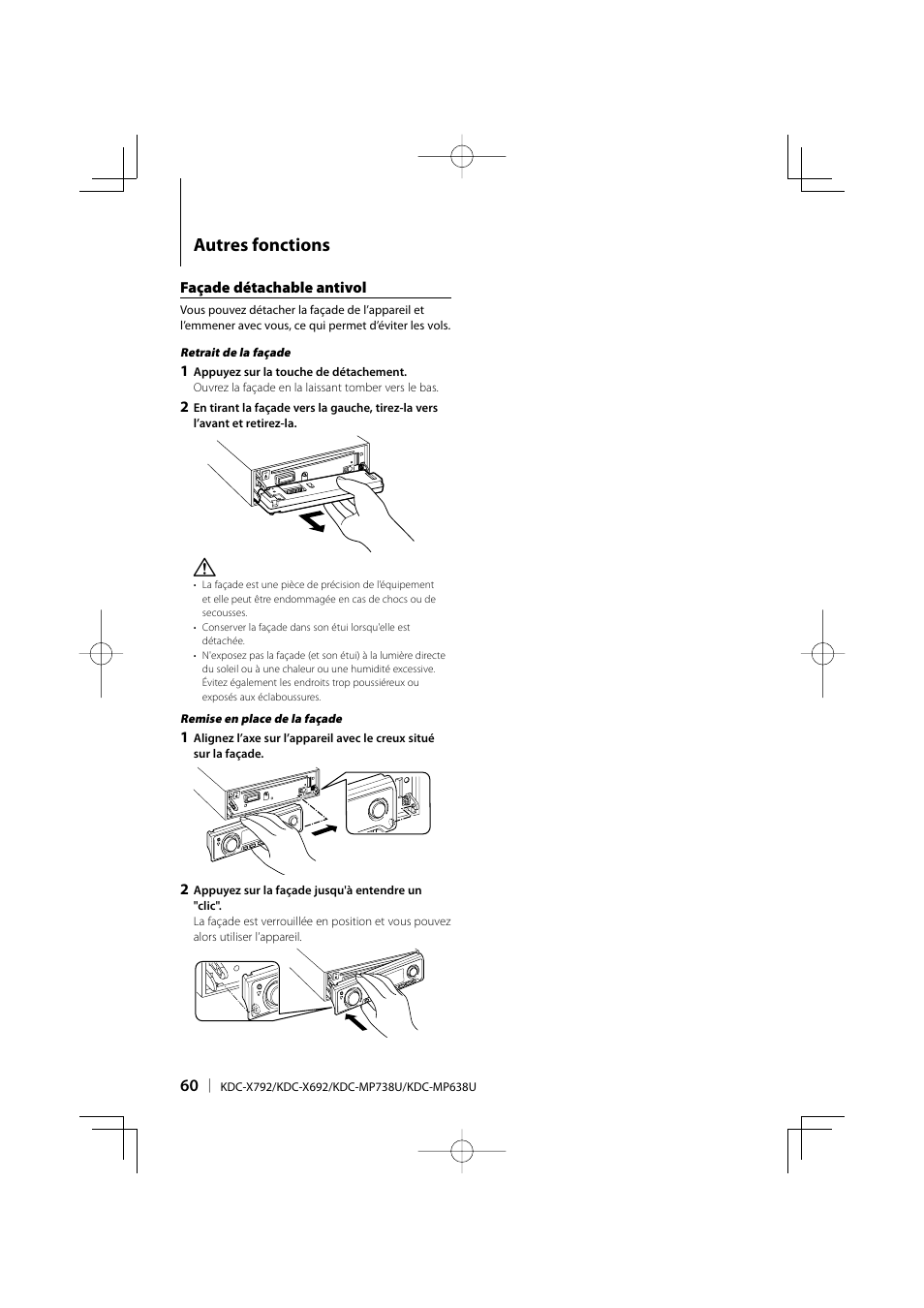 Autres fonctions | Kenwood eXcelon KDC-X792 User Manual | Page 60 / 116