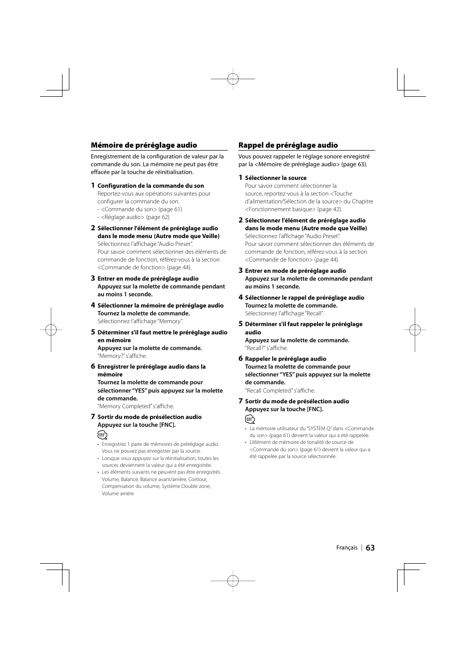 Kenwood eXcelon KDC-X792 User Manual | Page 63 / 116