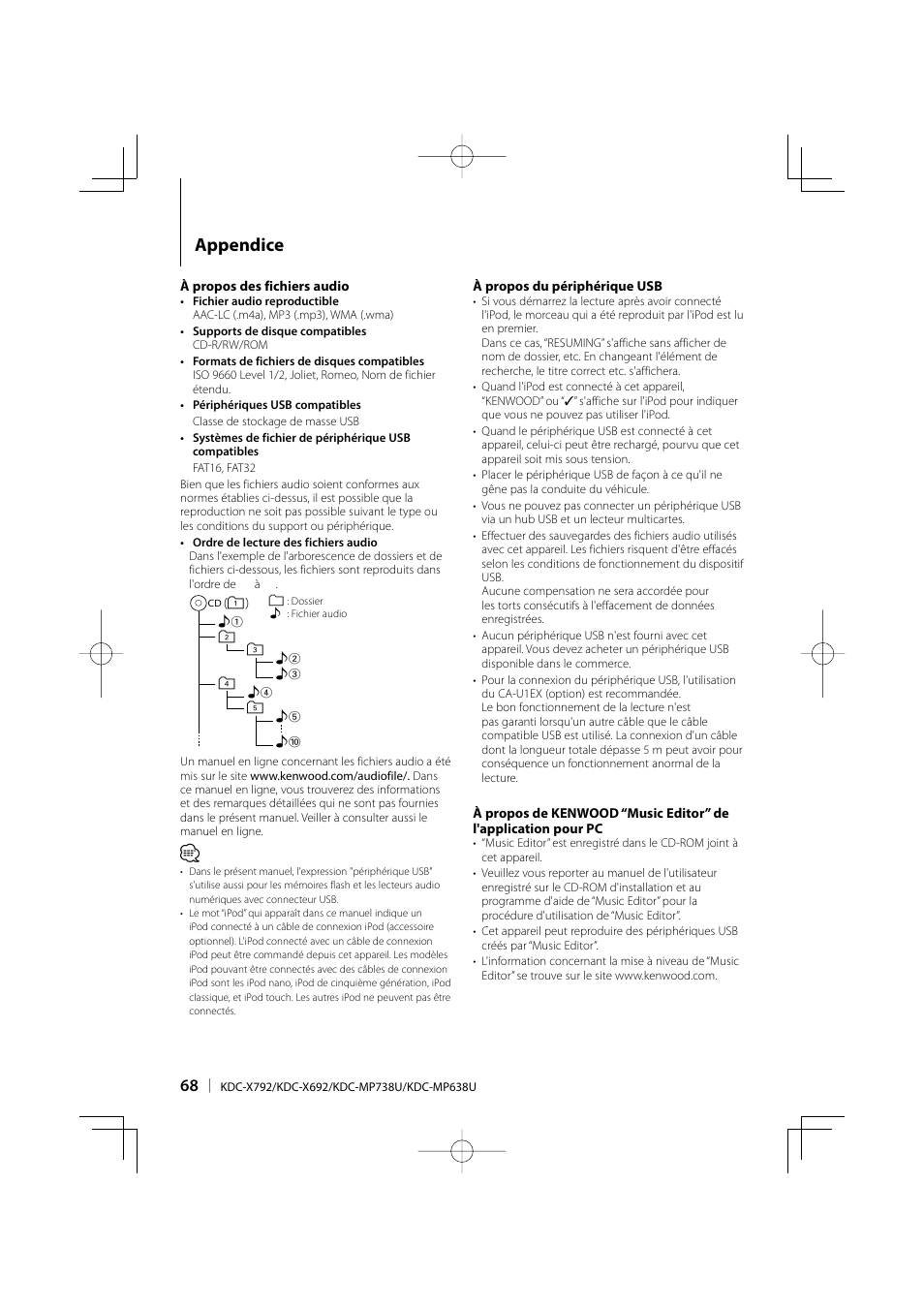 Appendice | Kenwood eXcelon KDC-X792 User Manual | Page 68 / 116