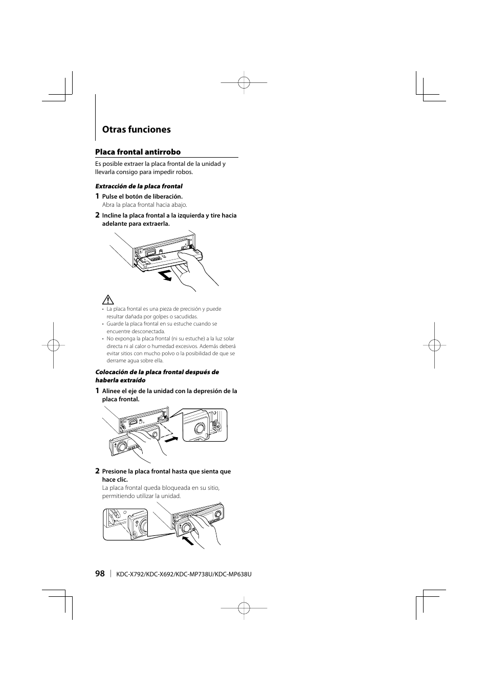 Otras funciones | Kenwood eXcelon KDC-X792 User Manual | Page 98 / 116