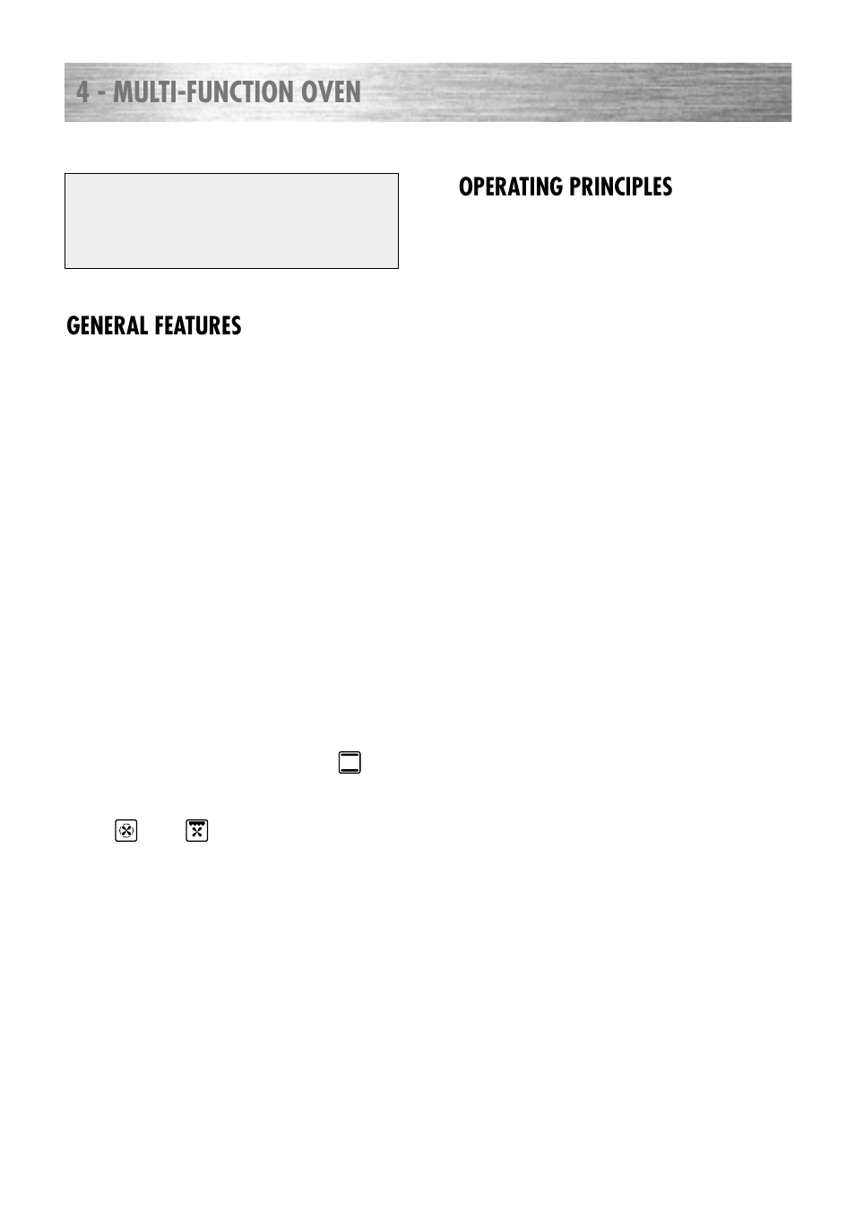 4 - multi-function oven, General features, Operating principles | Kenwood CK 680 User Manual | Page 13 / 36