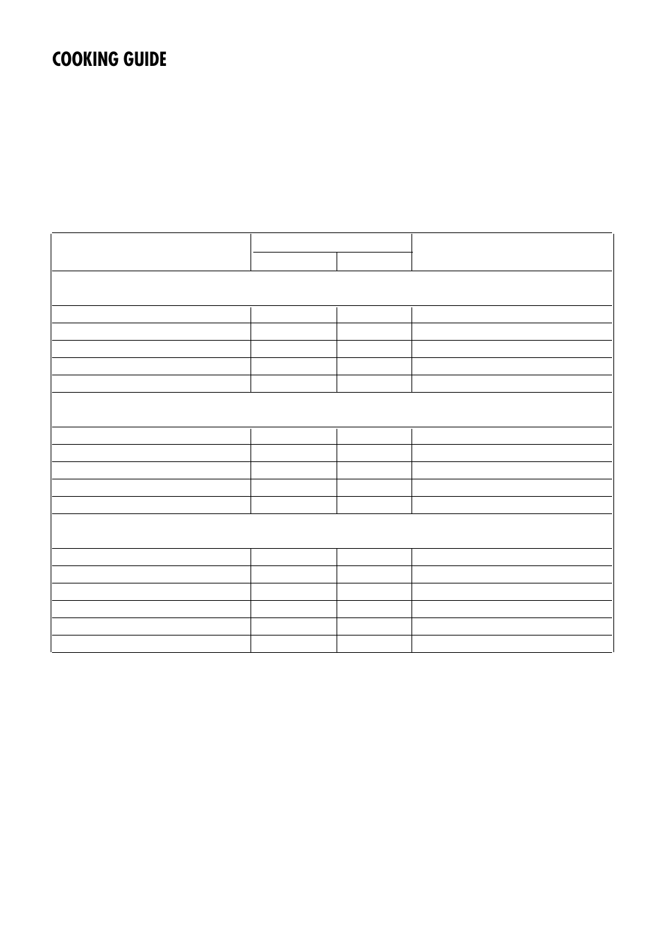 Cooking chart, Cooking guide | Kenwood CK 680 User Manual | Page 18 / 36