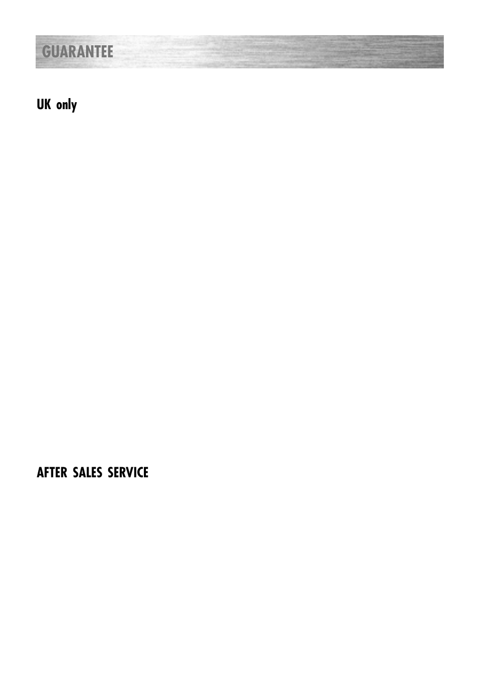 Guarantee, Uk only, After sales service | Kenwood CK 680 User Manual | Page 34 / 36