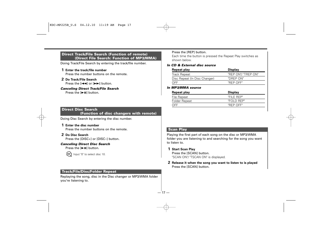 Kenwood KDC-225 User Manual | Page 17 / 96