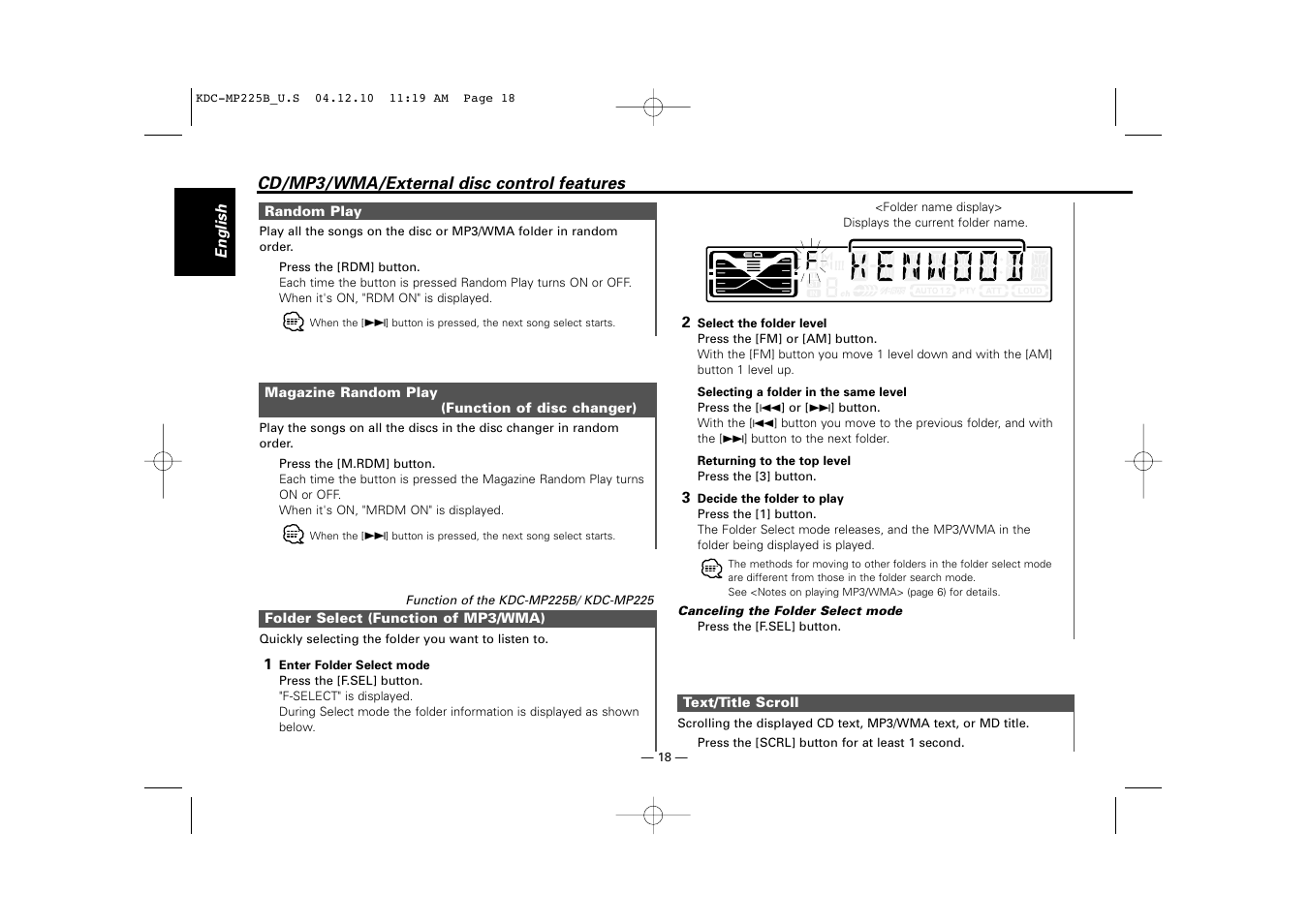 Kenwood KDC-225 User Manual | Page 18 / 96