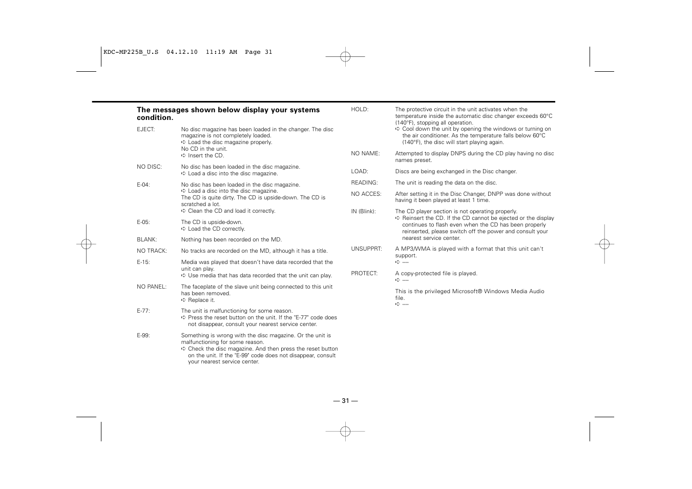 Kenwood KDC-225 User Manual | Page 31 / 96