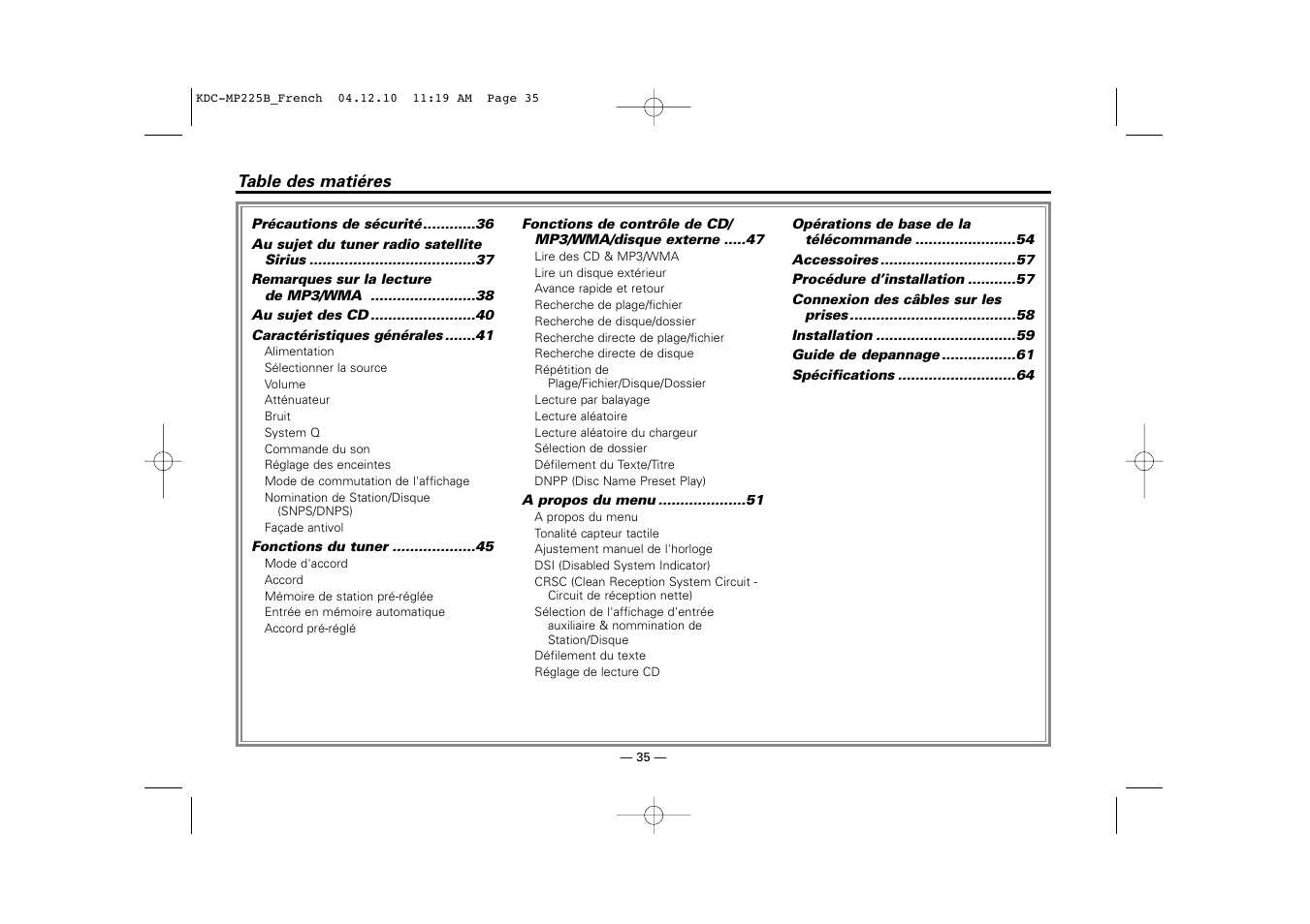 French | Kenwood KDC-225 User Manual | Page 35 / 96