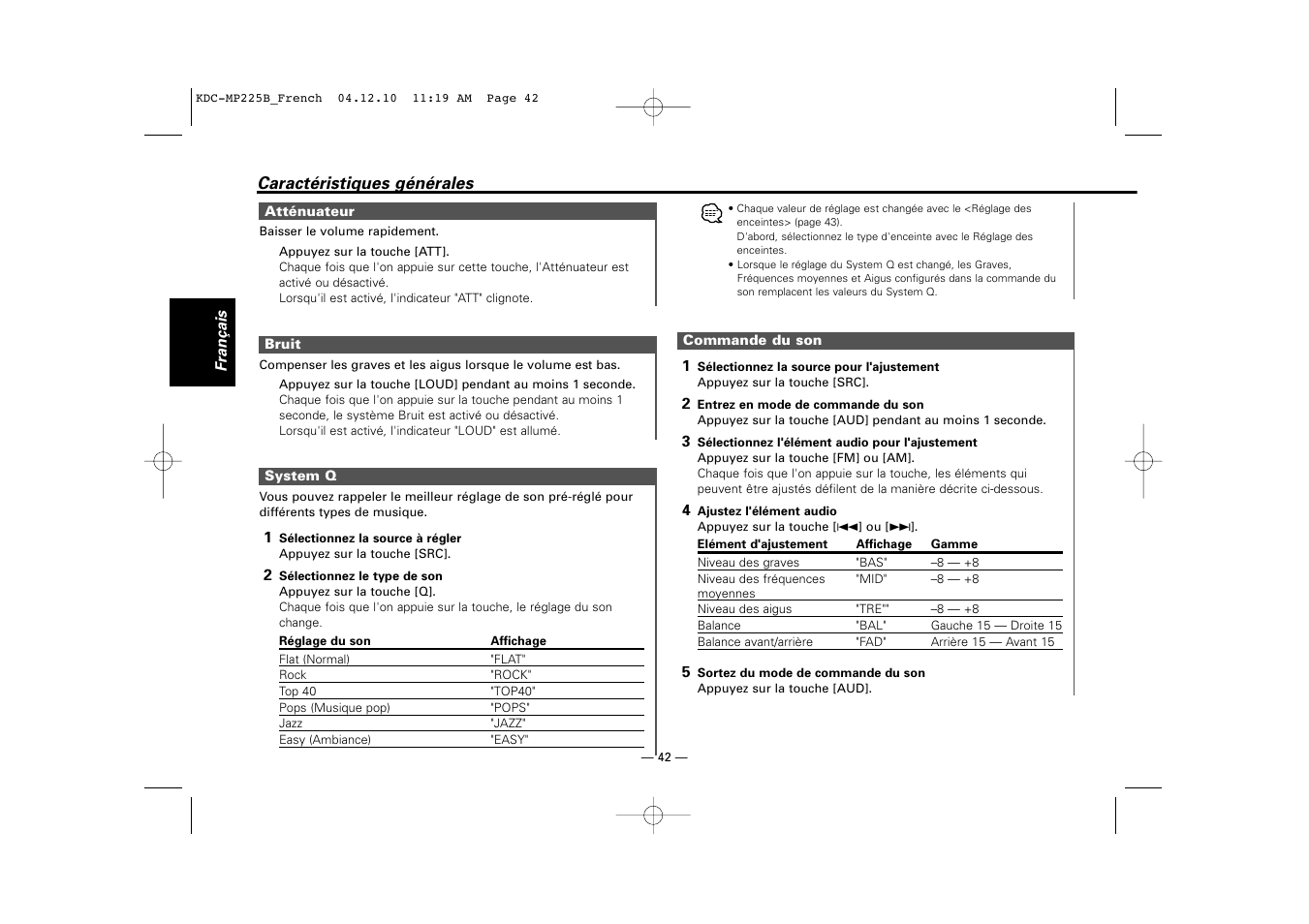 Kenwood KDC-225 User Manual | Page 42 / 96