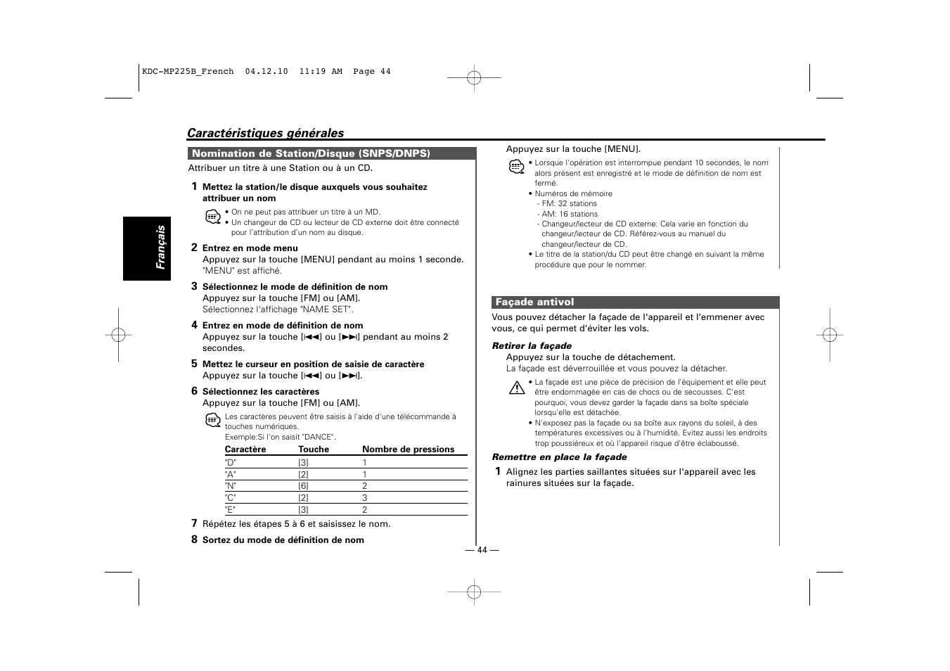 Kenwood KDC-225 User Manual | Page 44 / 96