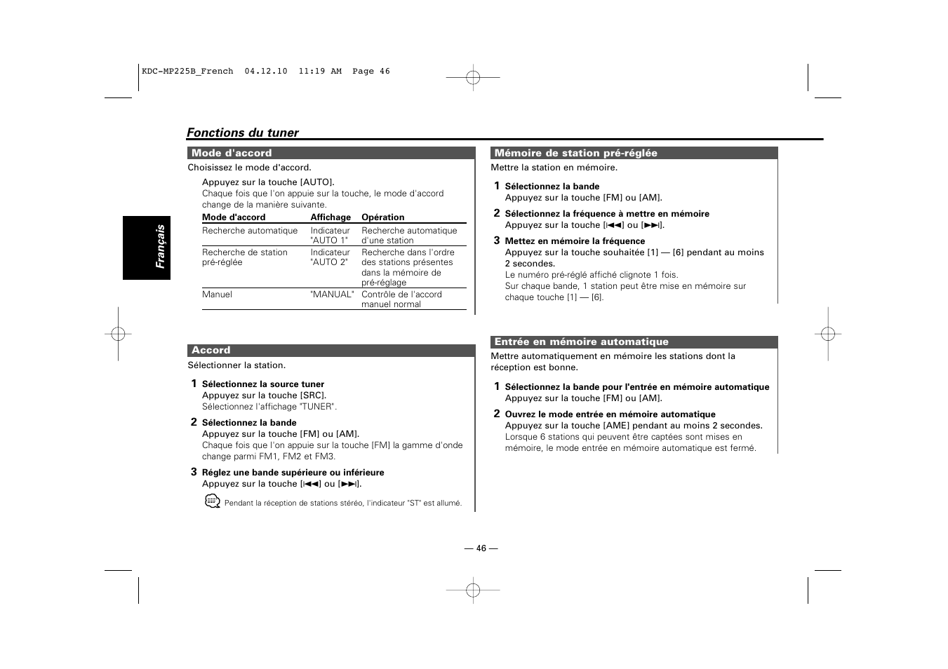 Kenwood KDC-225 User Manual | Page 46 / 96