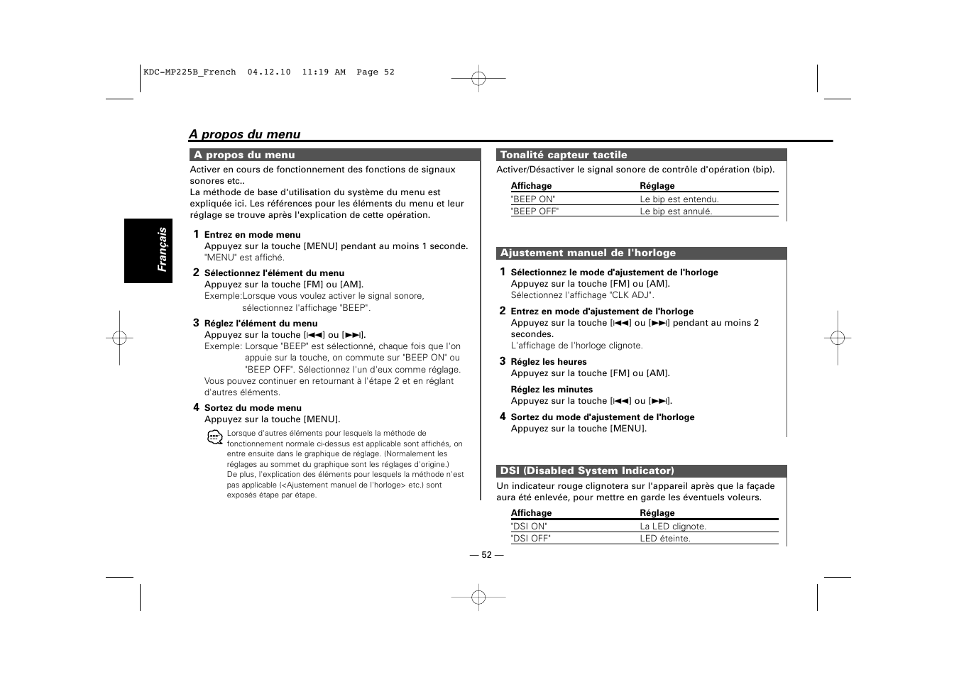 Kenwood KDC-225 User Manual | Page 52 / 96