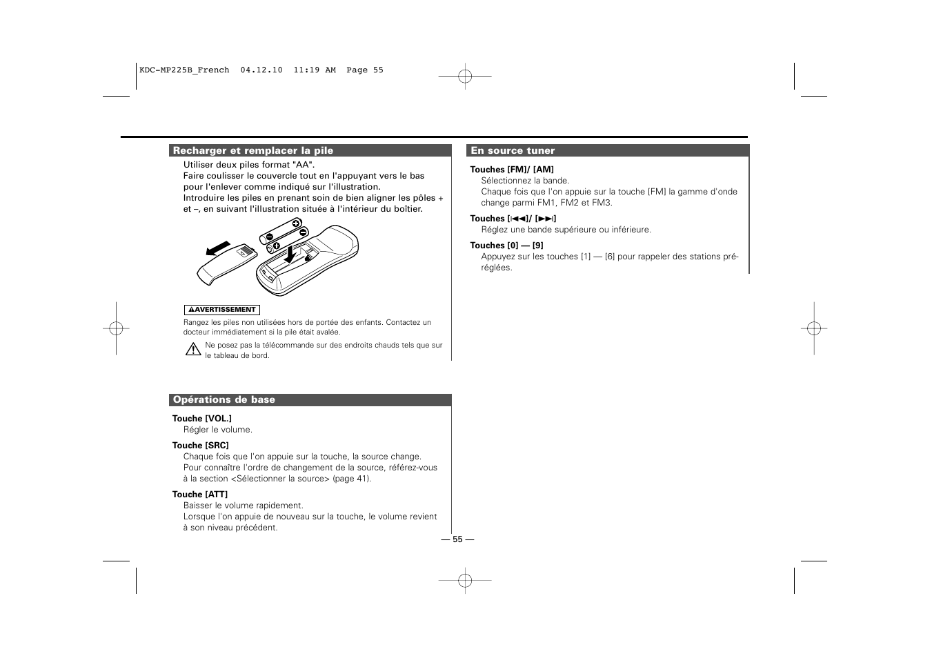 Kenwood KDC-225 User Manual | Page 55 / 96