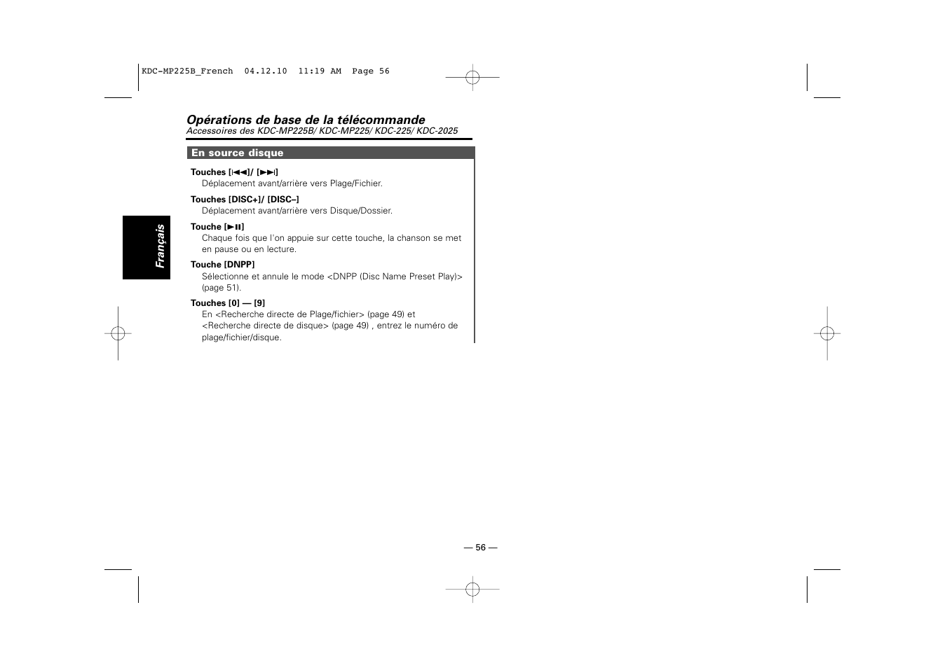 Kenwood KDC-225 User Manual | Page 56 / 96