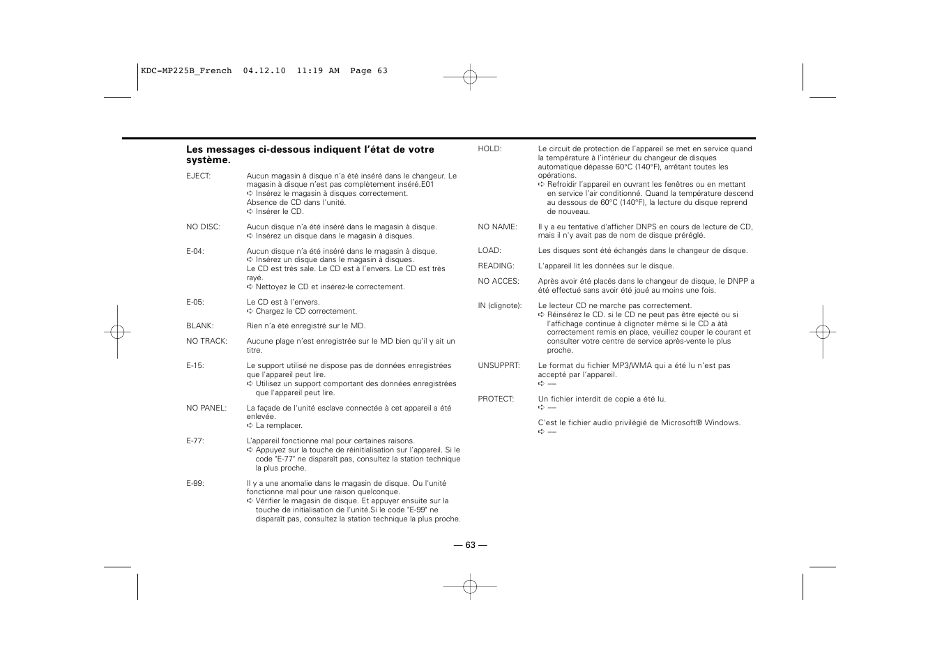 Kenwood KDC-225 User Manual | Page 63 / 96