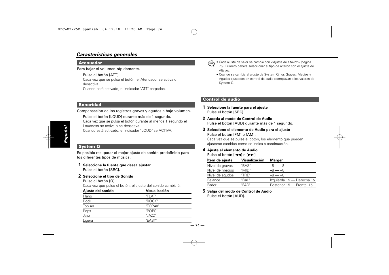 Kenwood KDC-225 User Manual | Page 74 / 96