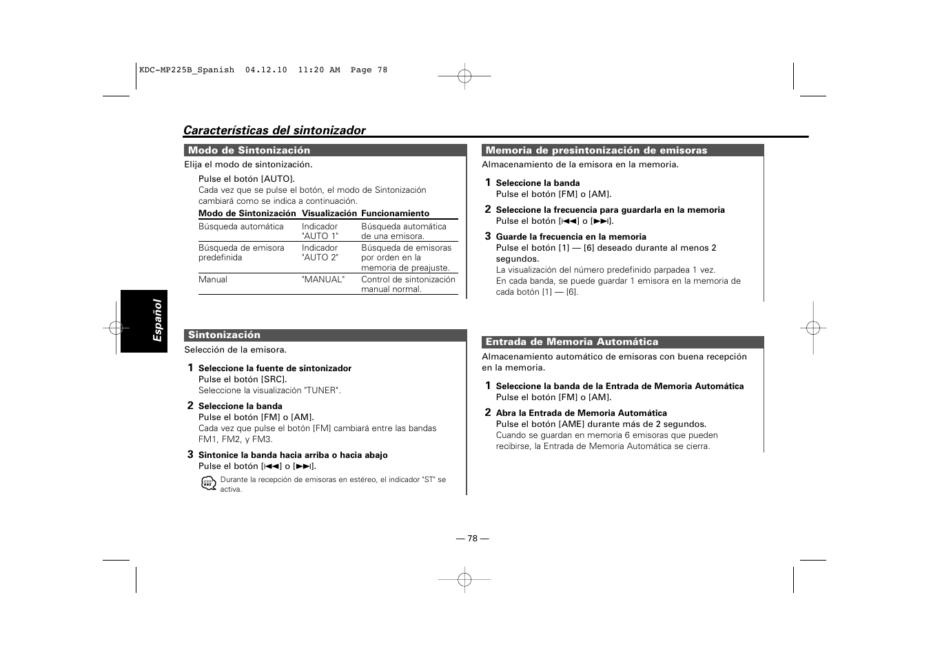 Kenwood KDC-225 User Manual | Page 78 / 96