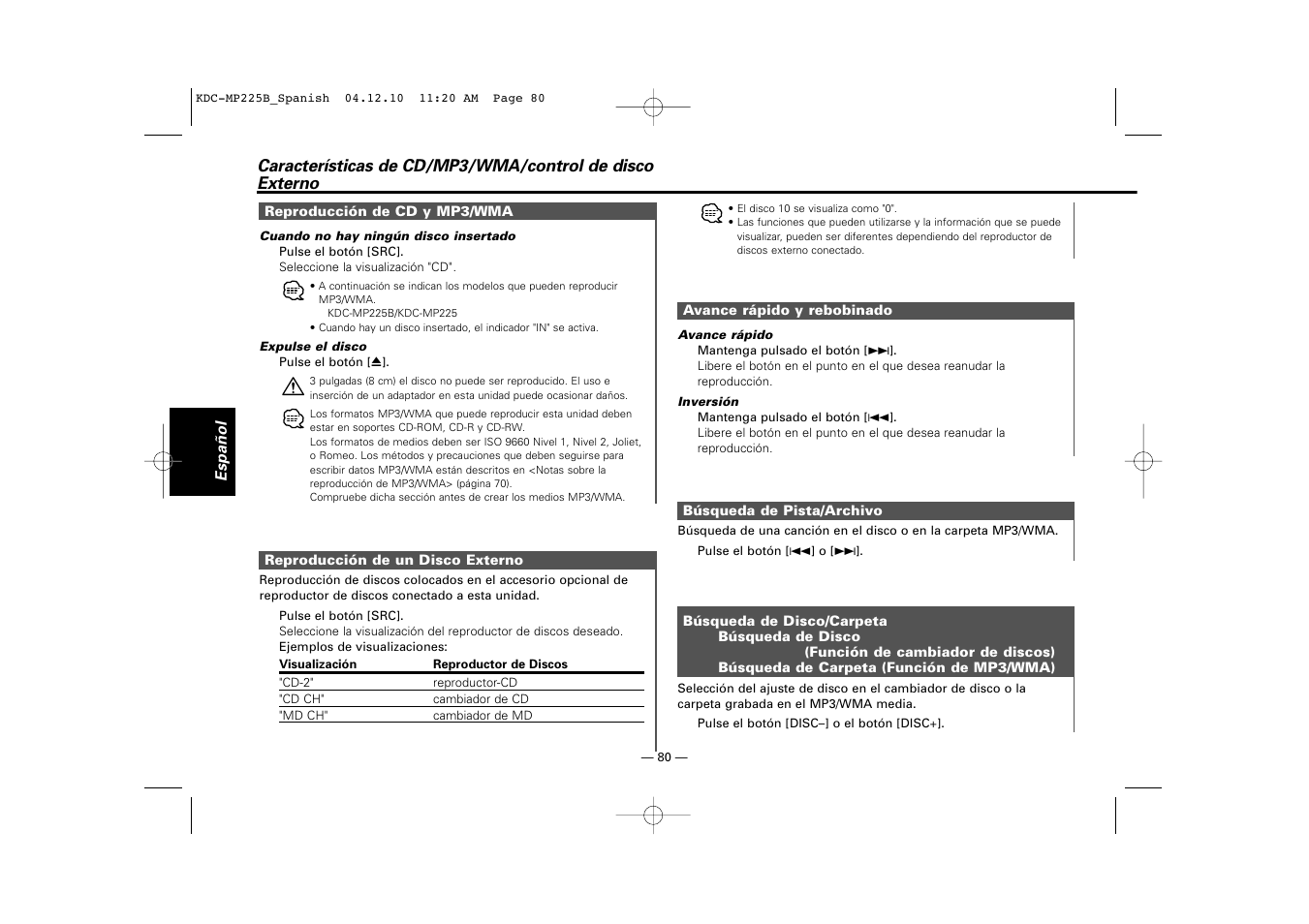 Kenwood KDC-225 User Manual | Page 80 / 96