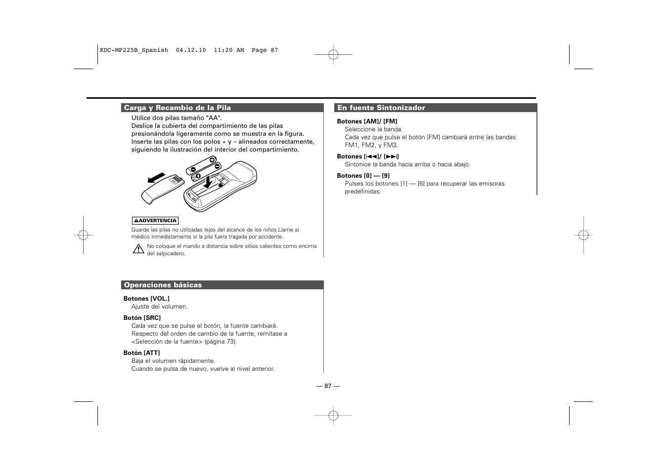 Kenwood KDC-225 User Manual | Page 87 / 96